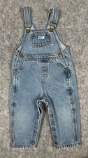 Vtg Baby Guess Pink Label Denim Overalls 18M Toddler Snap Crotch USA