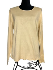 VTG Carlisle Silk Chinon Yarn Blend Top Yellow XL Scoop Neck Long Sleeve