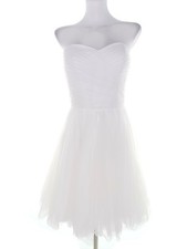 LILLY Damen Ballkleid/Abendkleid Gr. 34 Weiß Ärmellos Knielang Herzausschnitt