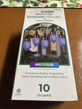Gemmy Northern Sky Diamond Sparkle Multicolor LED String Light 10 x C9 - 10.5 Ft