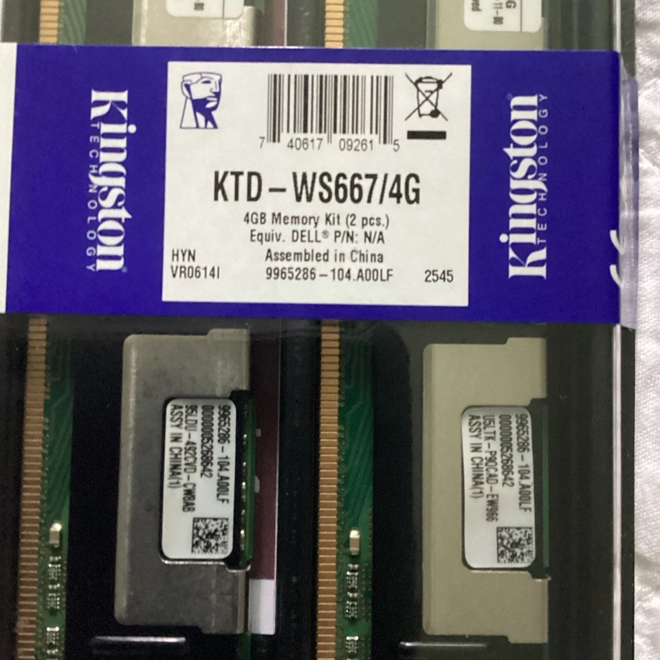 4GB Kingston Fully Buffered (2X2GB) KTD-WS667/4G) PC2-5300F 2Rx8 Server RAM - Image 3 of 3