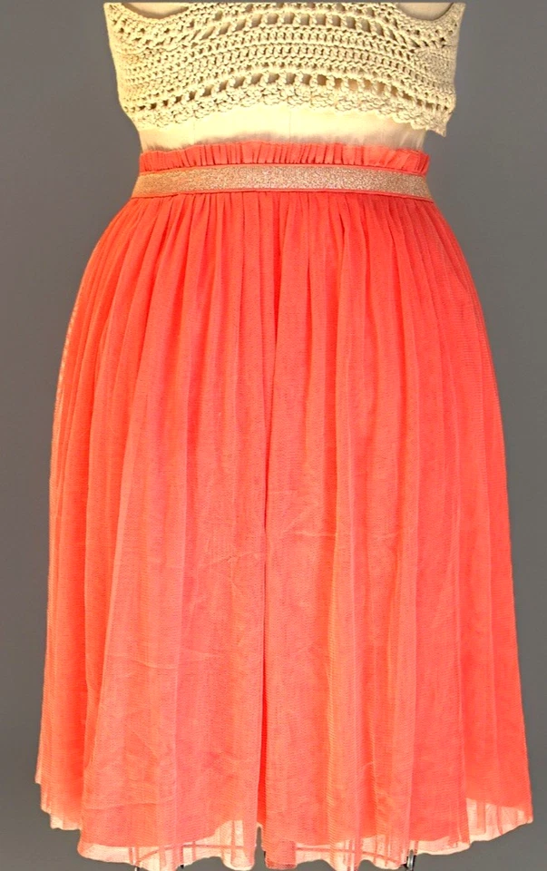 Falda Hanna Andersson Tul Hasta la Rodilla Naranja Talla 10 Reunida Niñas En Capas Foto 2 de 3