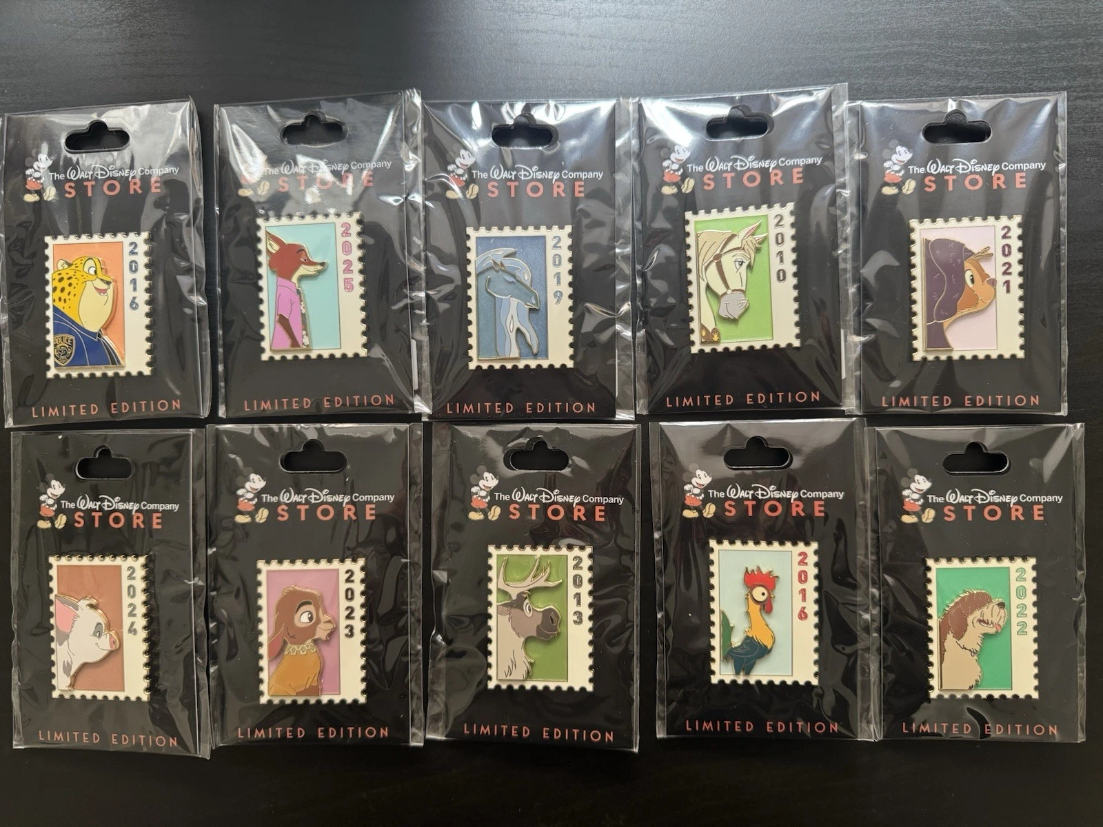 Disney DEC TWDC Commemorative Animal Stamps LE 300 Pins Full Set