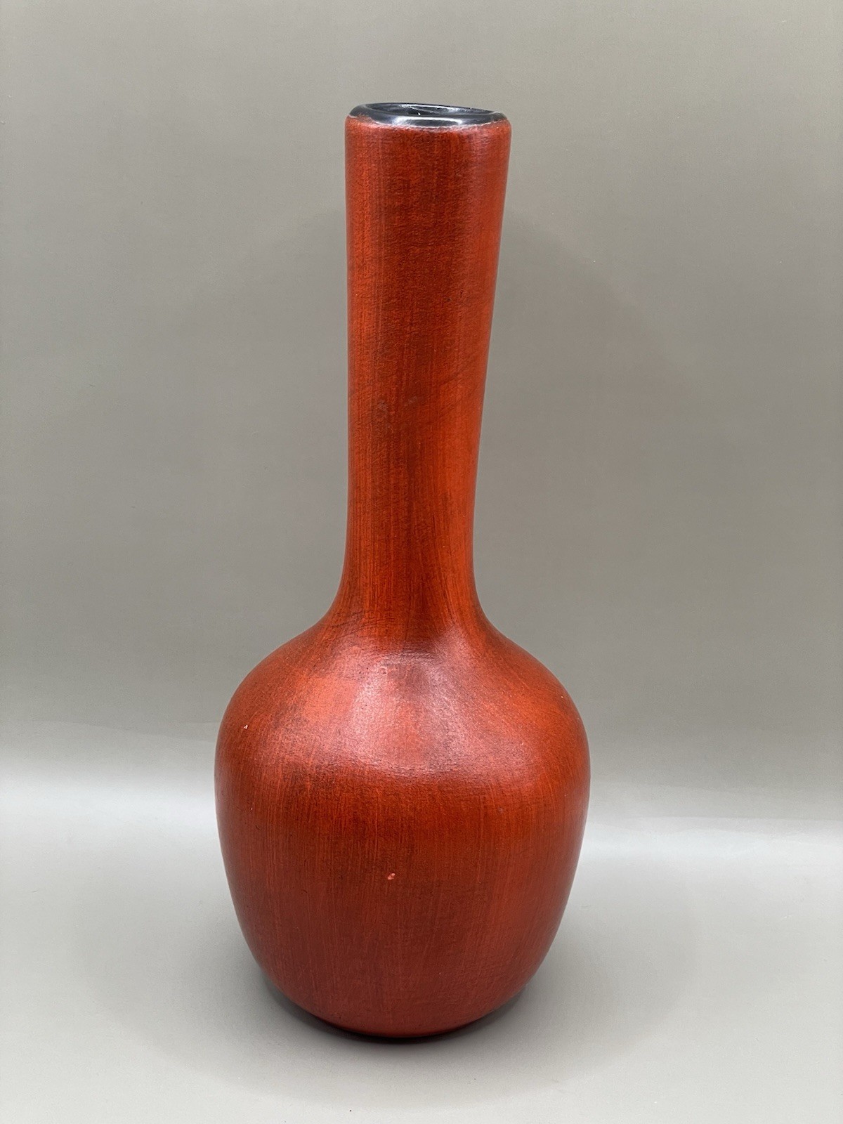 Vintage MCM Signed Royal Haeger Onion 7.5” Red Vase Long Neck READ