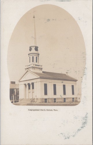 Cartolina fotografica Chiesa congregazionale Rutland Massachusetts 1900s Eddy Make RPPC