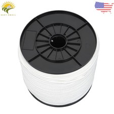 1/4"  500' White Nylon Rope Sturdy Spool Solid Braid Rope Abrasion Resistance