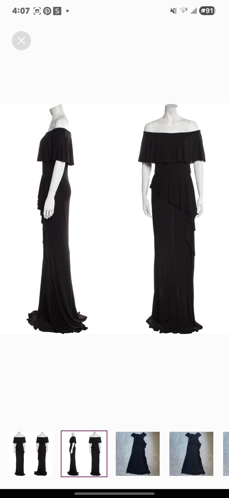 Teri Jon by Rickie Freeman Black Jersey Knit Evening Gown (18)