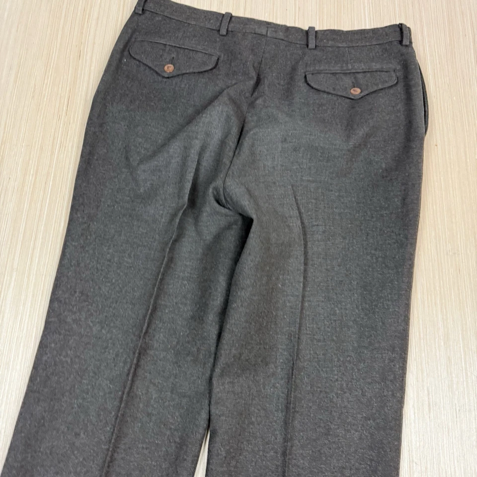 Vintage Calvin Klein Wool Pleated Pants 36x32 Made in Hong Kong Brown Trousers - Image 3 of 4