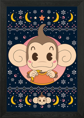 Affe Weihnachten gerahmtes Wandbild Poster Leinwanddruck Bild