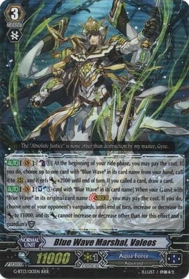 Cardfight Vanguard Blau Welle Marshal, Valeos G-BT13/013EN Rrr Aqua Force