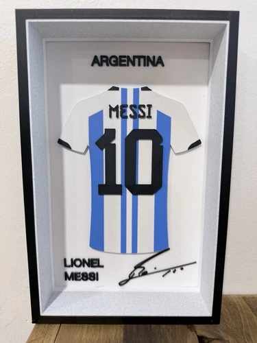 Argentina Lionel Messi Signed Soccer Jersey Framed Display 3D printed