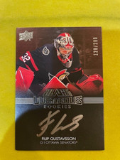 2020-21 UD Black Lustrous Rookies RC Auto Filip Gustavsson /299 SP Senators