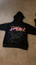 sp5der Mens Black Pullover Hoodie Spiderweb G...