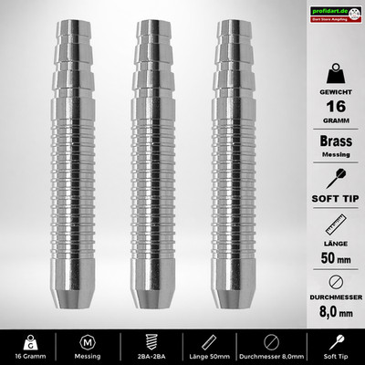     Dart Darts Barrel Barrels Griffstück Soft Edart Messing 50x8,0 mm 16g 16 gr