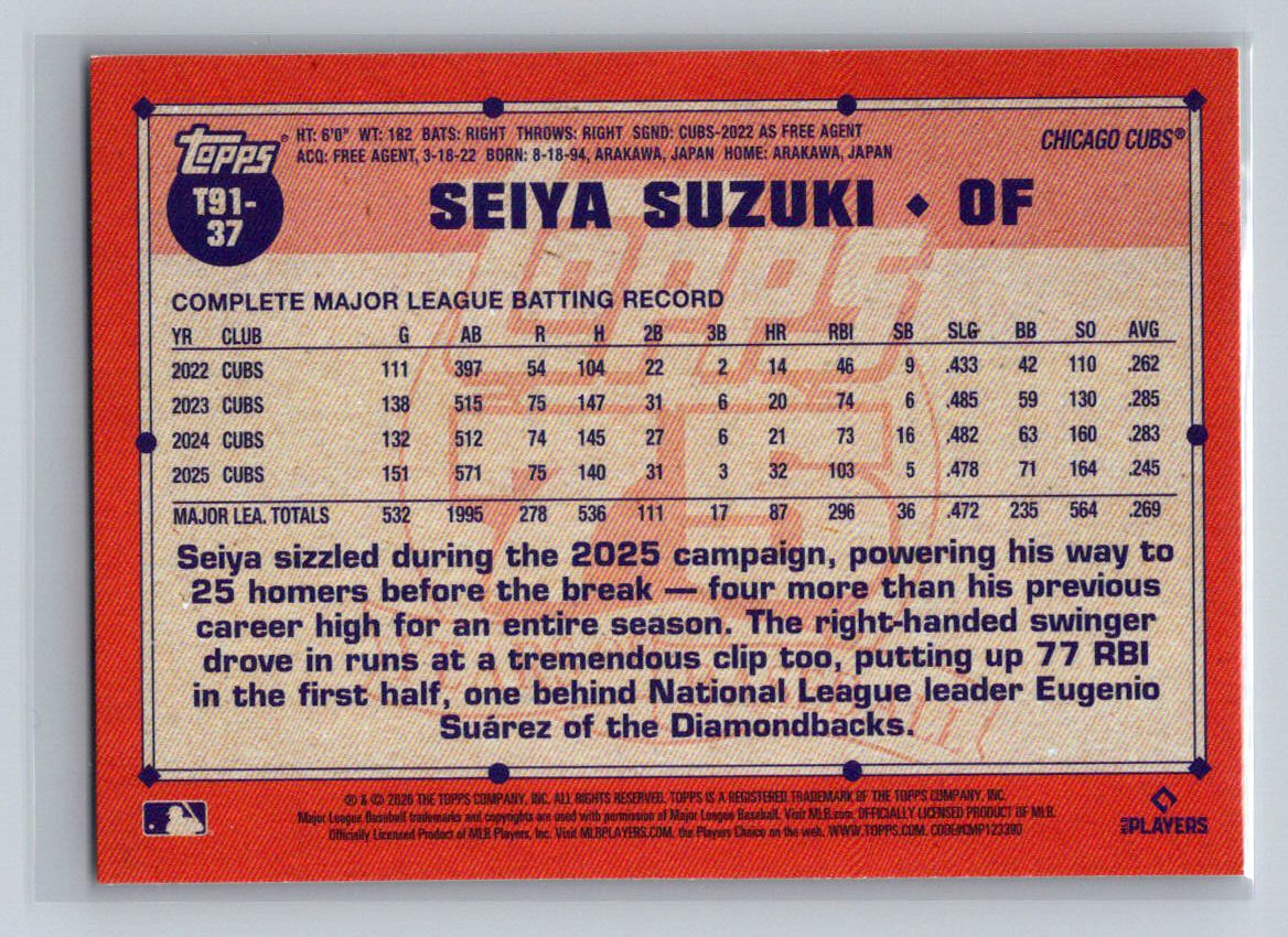 2026 Topps Series 1 #T91-37 Seiya Suzuki 1991 75th Anniversary | eBay
