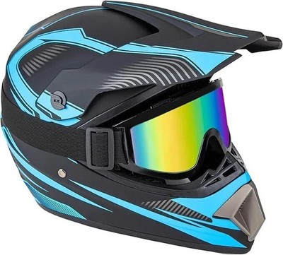 CARTMAN Adult Dirt Bike Helmets Motocross ATV Full Face Blank And Blue XLarge