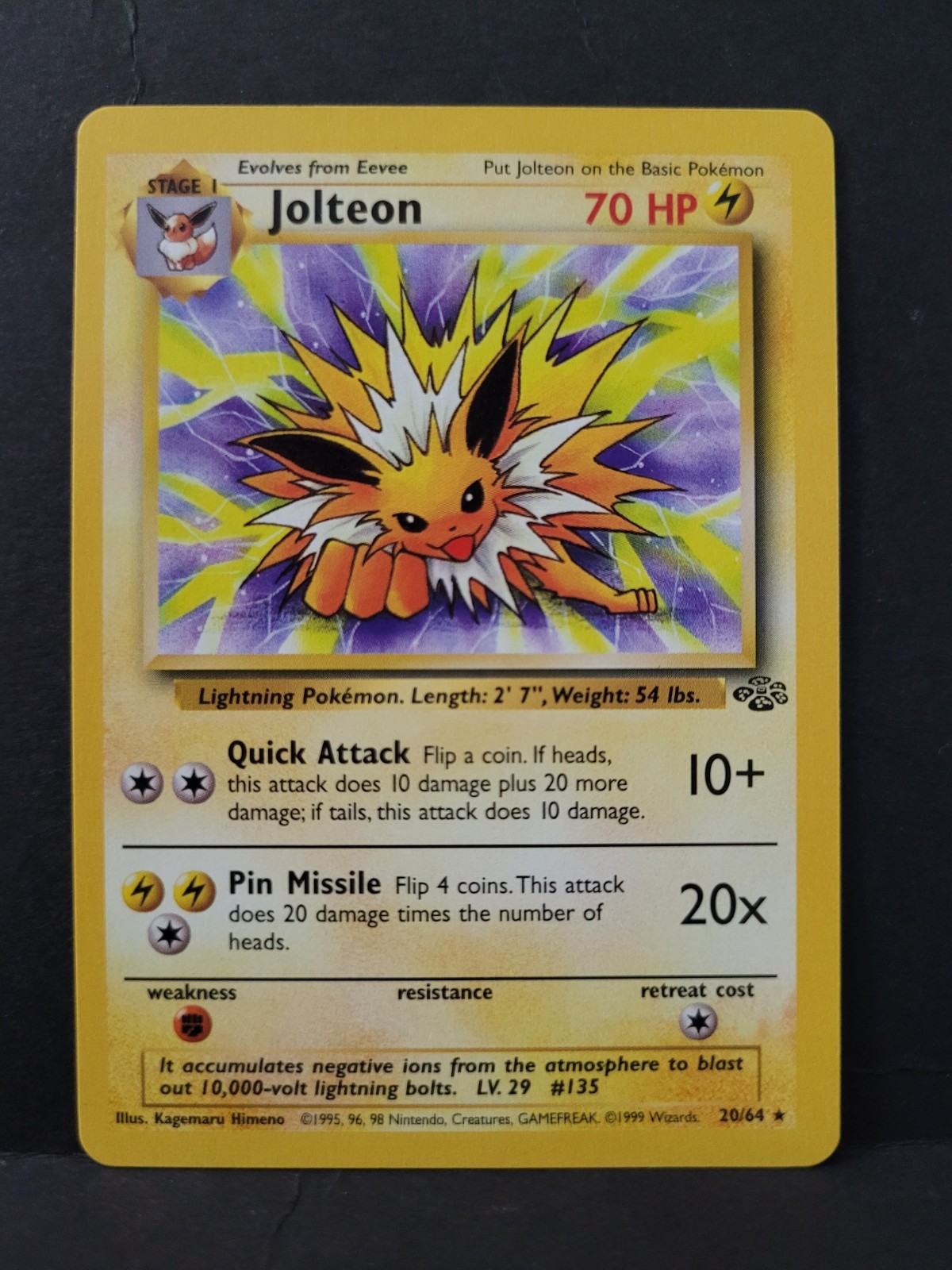 Jolteon 20/64 NM Rare - Jungle Unlimited Pokemon TCG