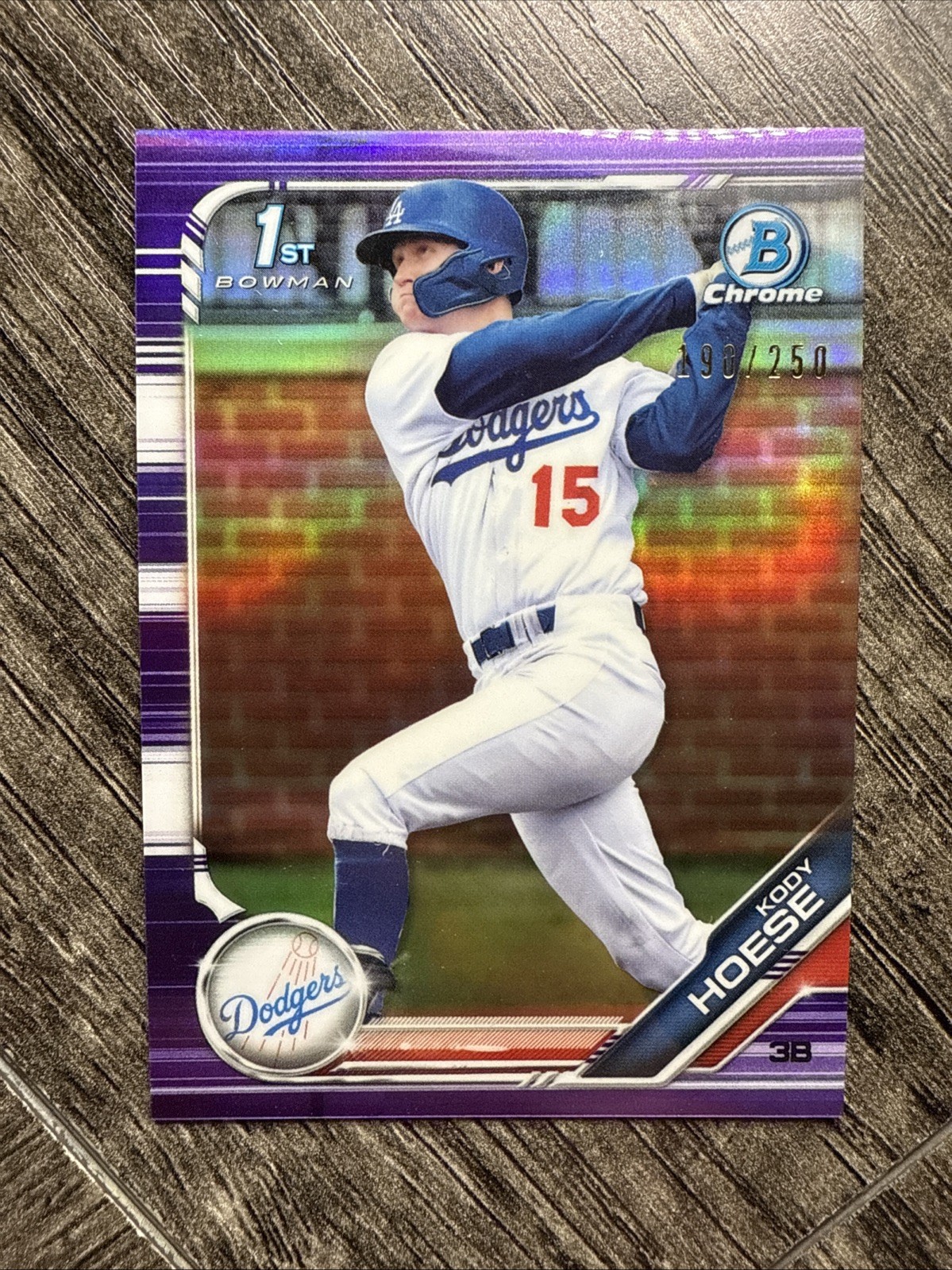 2019 Bowman Draft Chrome KODY HOESE 1st RC #BDC187 Purple Refractor /250