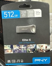 PNY 512GB Elite-X USB 3.2 Flash Drive - 220MB/s, P-FDI512ELTX-GE - SILVER - NEW
