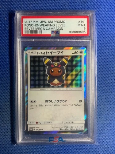 PSA 9 Poncho Wearing Eevee Umbreon 141/SM-P Eevee Mega Campaign Promo Japanese