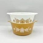 Set of 2 Vintage Pyrex Butterfly Gold 472 & 473 Casserole Dishes No Lids