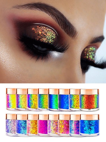 Chameleon Sequin Chrome Multi Pigments Glitter Lasting Eyeshadow Shadow Long UK - Picture 11 of 33