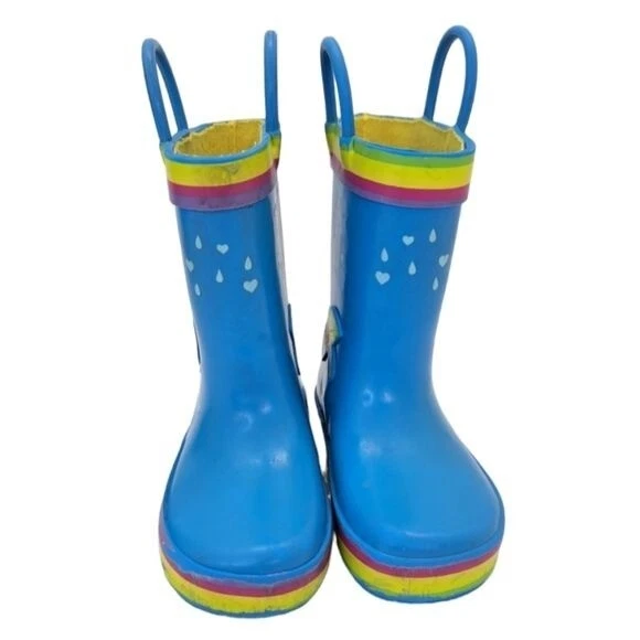 Peppa Pig Girls Baby Blue & Rainbow Colors Rain Boots Size 5-6 - Image 4 of 4