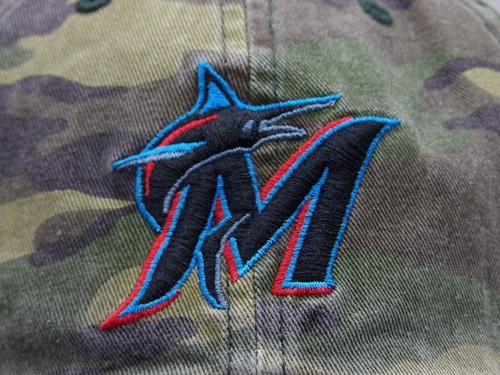 ‘47 MLB Miami Marlins Green Camo Clean Up Adjustable Strap Hat - Picture 2 of 5