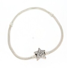 GENUINE PANDORA Moments Asymmetric Star Clasp Snake Chain Bracelet 599639C01
