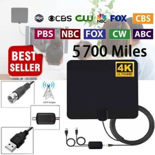 Flat Indoor Digital TV Antenna 5700Miles Range 1080P Signal Booster Amplifier HD