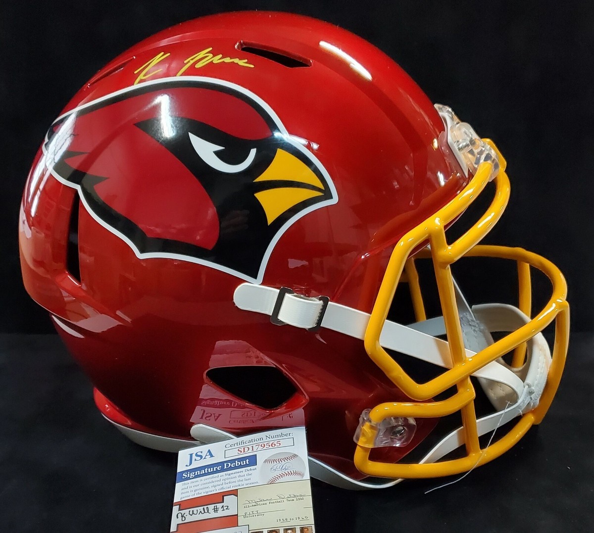 cardinals football helmet yellow Kurt Warner Signed F/S Flash Speed Helmet- Beckett W Hologra Super Sports Center 8058692 Cardinals concept uniform with a