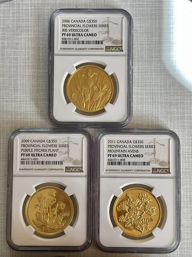 Canada 2006 2009 2011 Provincial Floral Series 3pc Gold NGC PF69 UC SKU# 5650