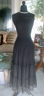 NEIMAN Holiday GEORGIOU SeXy LONG BLACK MAXI HOURGLASS DANCING DRESS  STRAPLESS