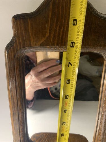 Vintage Rustic Wooden Wall Mirror with Shelf~Cabin~Entry~Handsome~Gift~16x7" - Picture 11 of 12