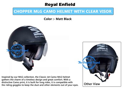 ROYAL ENFIELD OPEN FACE ''CHOPPER MLG CAMO HELMET WITH CLEAR VISOR MATT BLACK''