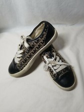 Girls Michael Kors Lace Up Sneaker Shoe Black Tan MK Logo Sz 3