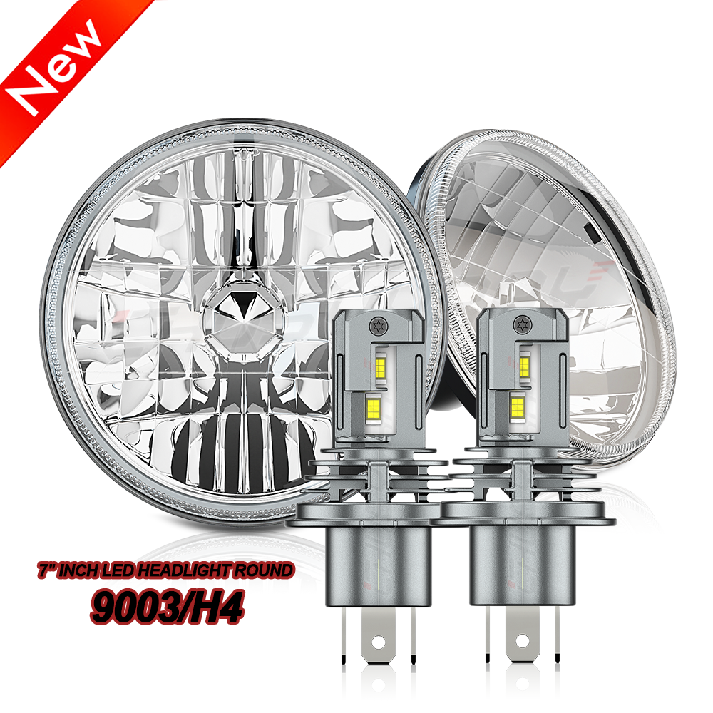 CHUSYYRAY Pair for International Harvester Scout II 1973-1980 7 Round LED Headlights Hi/Lo Beam CHUSYYRAY Pair for International Harvester Scout II 1973-1980 7 Round LED Headlights Hi/Lo Beam