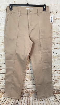 NEW Old Navy Jeans womens 10 Extra High Rise Sky-Hi Straight tan beige