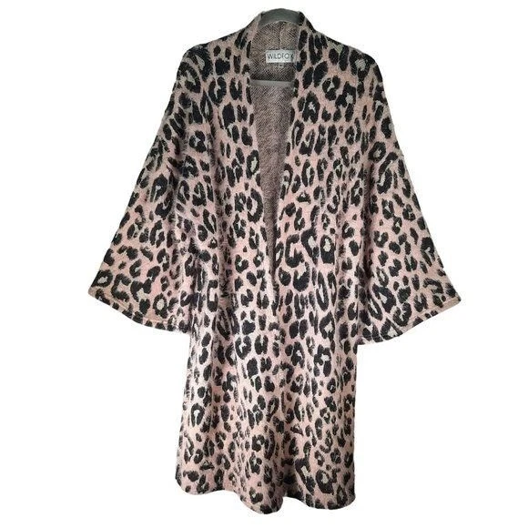 Cárdigan largo Wildfox pestañas frente abierto leopardo talla M informal chic Foto 4 de 4