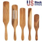 5X Spurtle Kitchen Cooking Utensil Set Teak Wood Non Stick Wooden Spatula Spoon