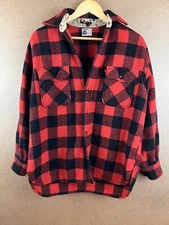 VTG 50s 60s Distressed Sears Pilgrim Wool-Blend Buffalo Plaid Flannel M USA