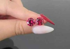 2Ct Round Cut Lab Created Red Ruby Solitaire Stud Earrings 14K White Gold Plated