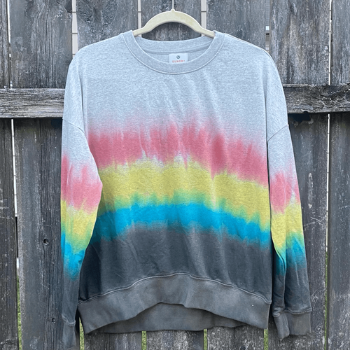 Sundry Rainbow Stripe Crewneck Sweatshirt | 1 S - Picture 2 of 5