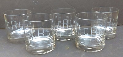 Vintage Old Fashion Bar Rocks Glasses w/Etched CLR Monogram Initials ...