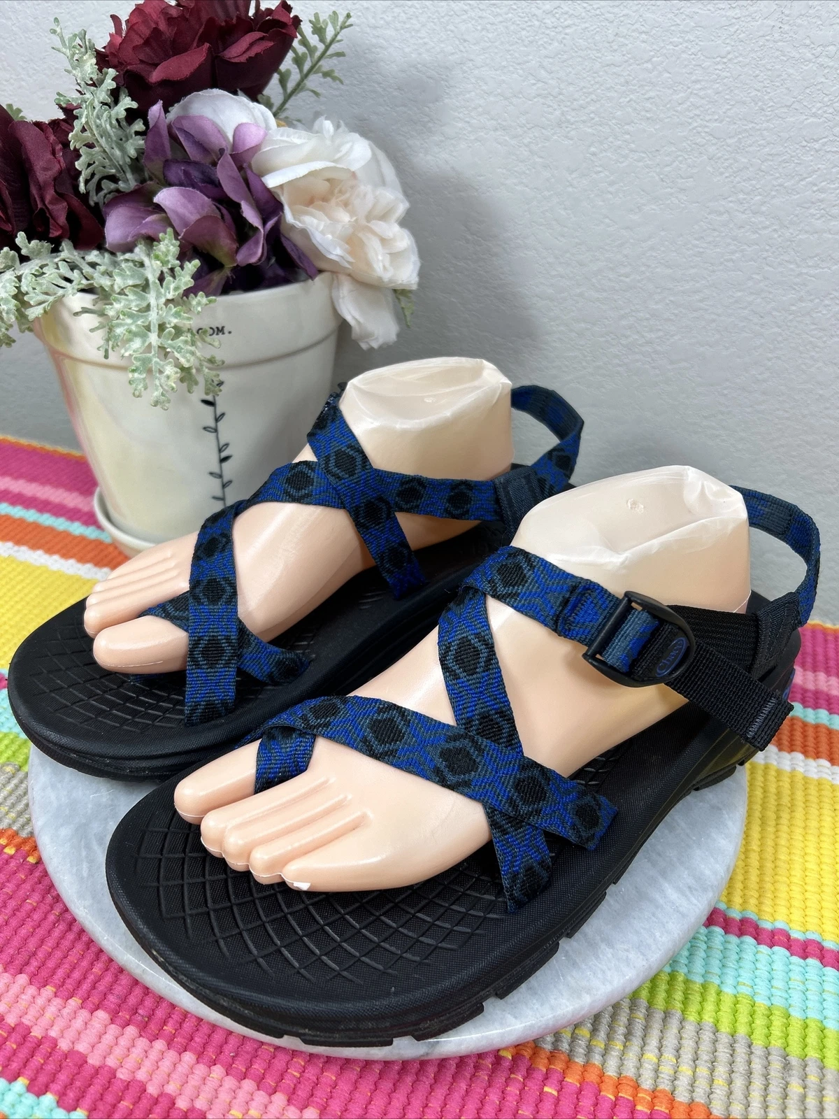 Chaco Z/2 Eco Classic Sports Sandals Blue Black Spotted Sole Men’s Size US 12 M