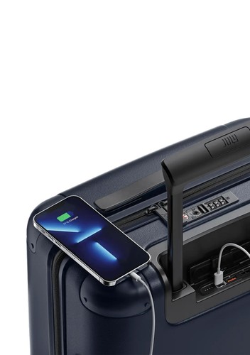 JULY Bagaglio Trasporto Classico Navy Hard Shell Silenzioso Ruote Telescopiche TSA Lucchetto - Foto 6 di 11