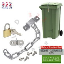 Wheelie Bin Lid Chain Lock-Easily Fitted with Padlock - Stop Fly Tip
