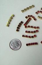 20 piece Rhinestone Chain Pieces -Cut Crystal Strips- 6/10" long- Red color-3mm