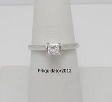 3/8CT Natural Princess Diamond Solitaire Engagement Wedding Ring 14K White Gold