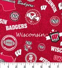 Wisconsin Badgers Cotton Fabric with Home State Design-Sold by the Yard-Sykel